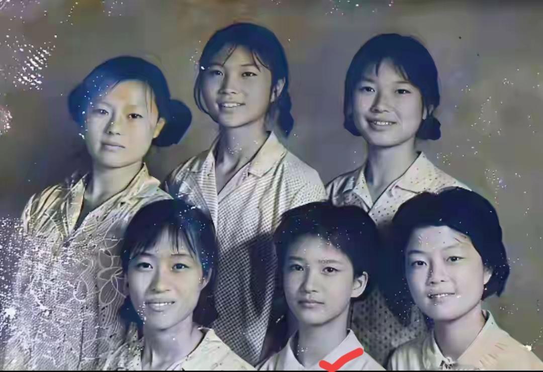 老实讲，这张照片里的几个女孩模样都挺不错。何晴就在前排中间的位置，不过她并没有那