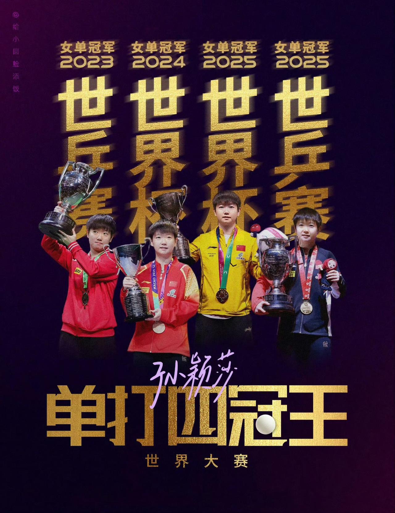 根据国际乒联发布，
孙颖莎同学连续200周世界排名第一。
自从2022年2月孙颖