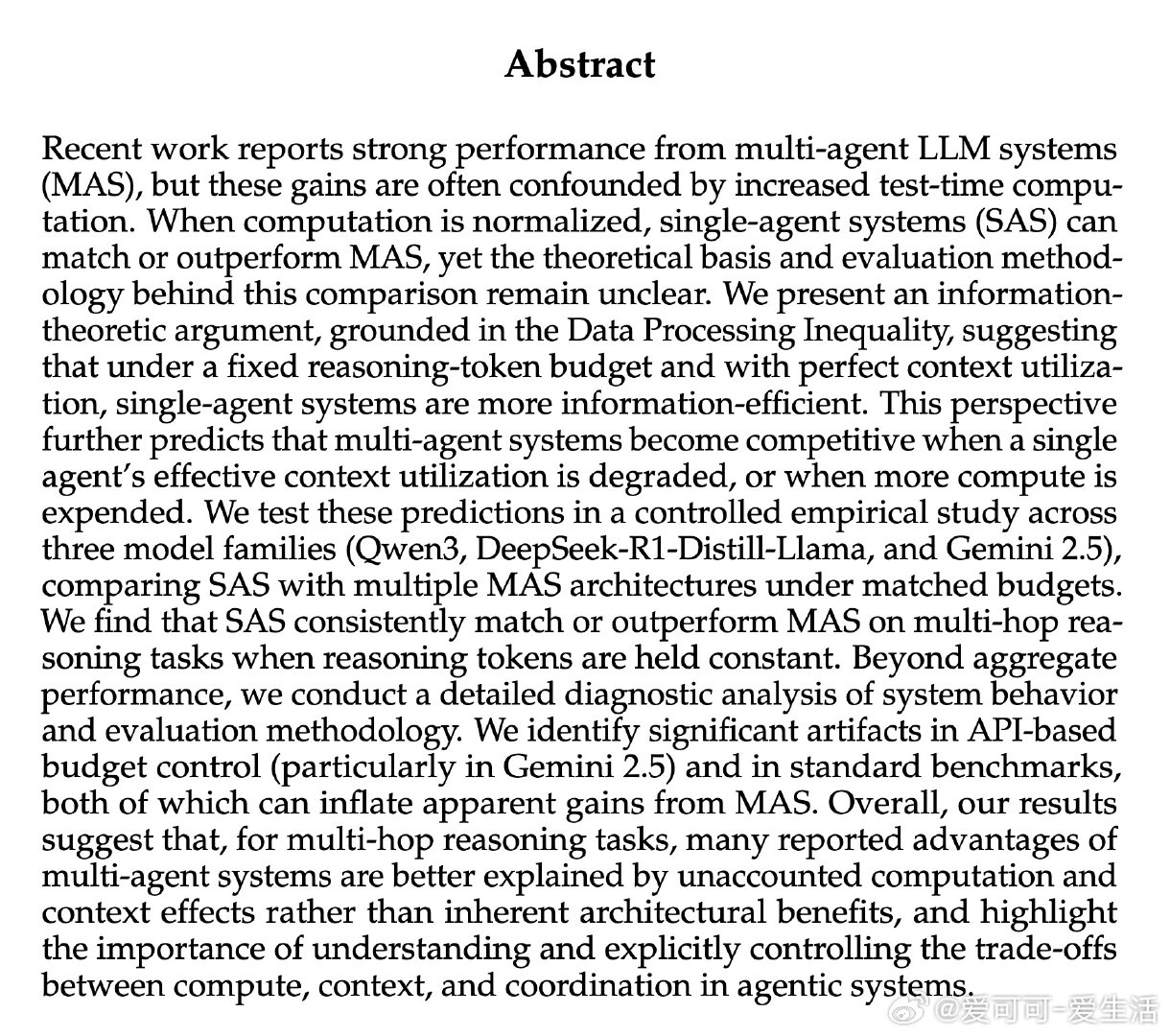 [CL]《Single-Agent LLMs Outperform Multi-