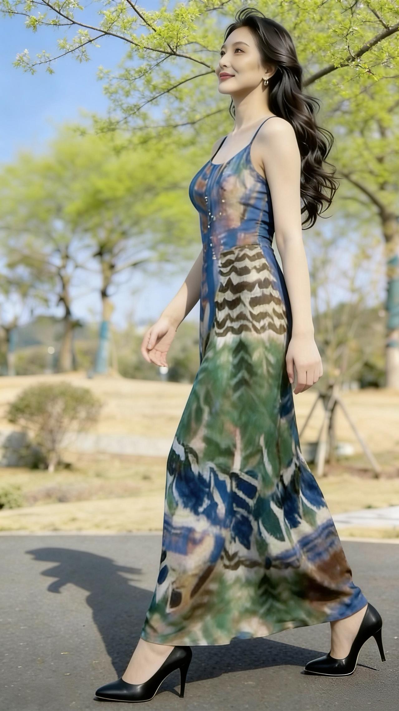 裙韵风华
轻罗彩绣映春光，
绰约风姿韵自长。
静似幽兰含淑气，
动如流云溢清芳。