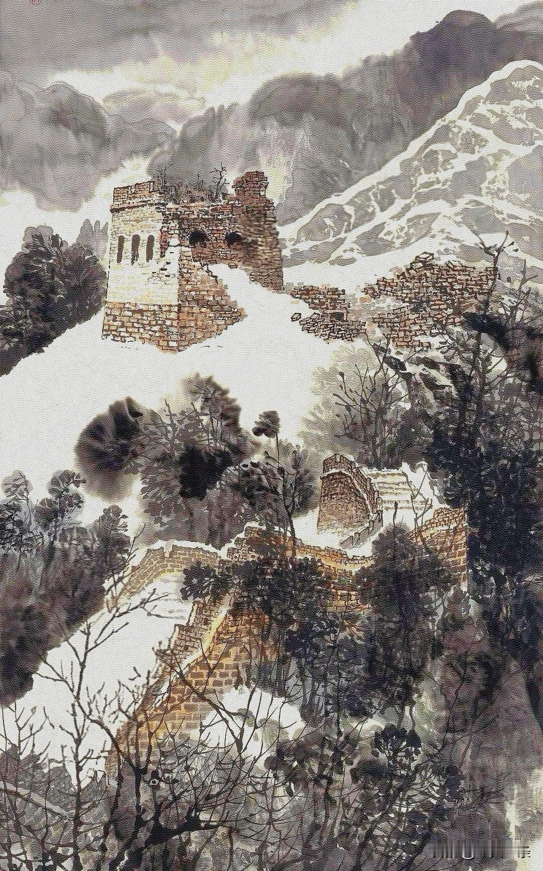 过大年想起了我的老师，画一幅长城纪念他吧。

须晴日，看银装素裹，
分外妖娆。