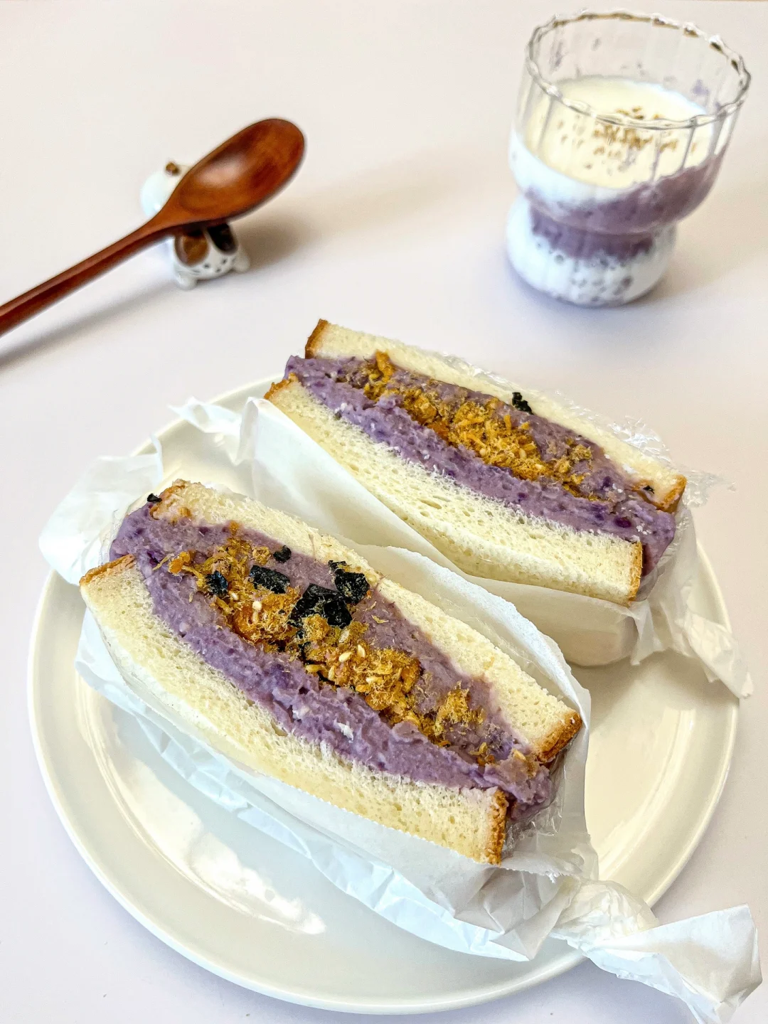 芋泥肉松吐司 | 💜低卡饱腹的快手早餐