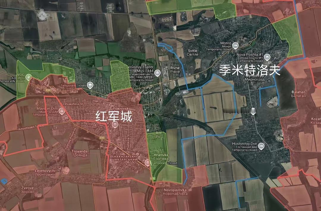 俄军在红军城和季米特洛夫继续推进，北面占领罗金西克的俄军部队也在往南冲，现在的袋