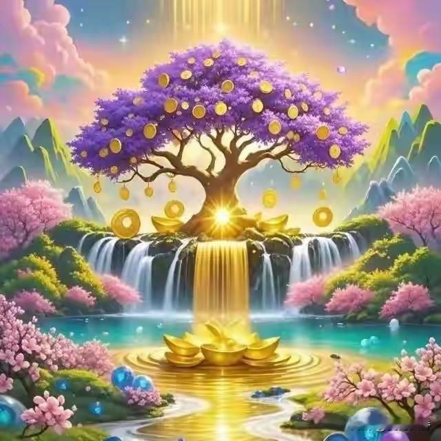 梦幻财富树，金光闪闪，财源滚滚来！🌟💰🌳