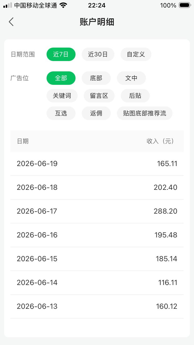 看看我的公众号收益，其实没有窍门 |
这几天公众号收入，坚持原则7年，基本上是日