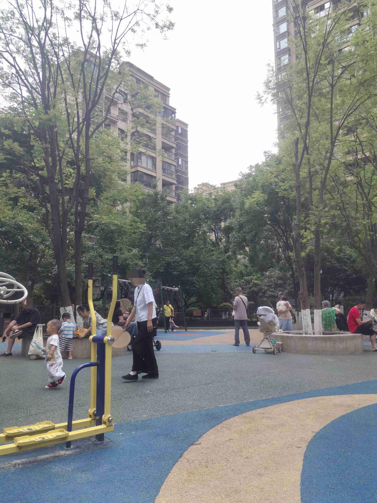 小外孙女前几天发烧，这周没去上幼儿园。

上午带小外孙女去公园里玩，一个认识的邻