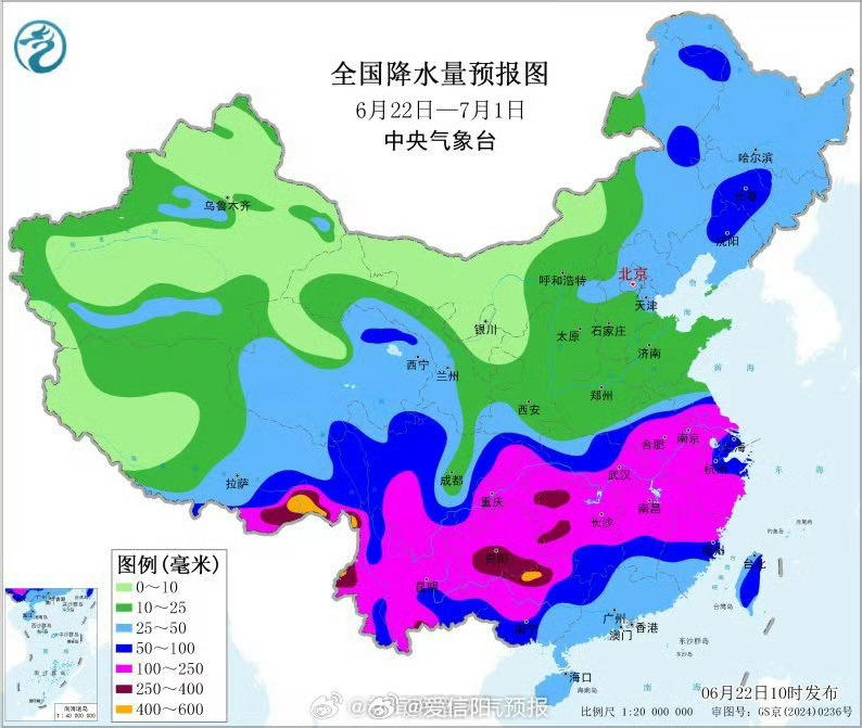 【南方强降雨频繁】上周四（18日）开始，暖湿气流就被副热带高压向北推到长江中下游