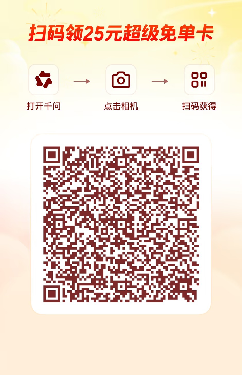 千问让我实现了景区门票自由红包超级免单卡，可以打车，看电影，买门票，交话费，买东