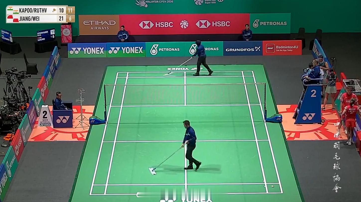 混双 1/16赛 卡普尔 / 加德 10-21 11-6 蒋振邦(2) / 魏雅