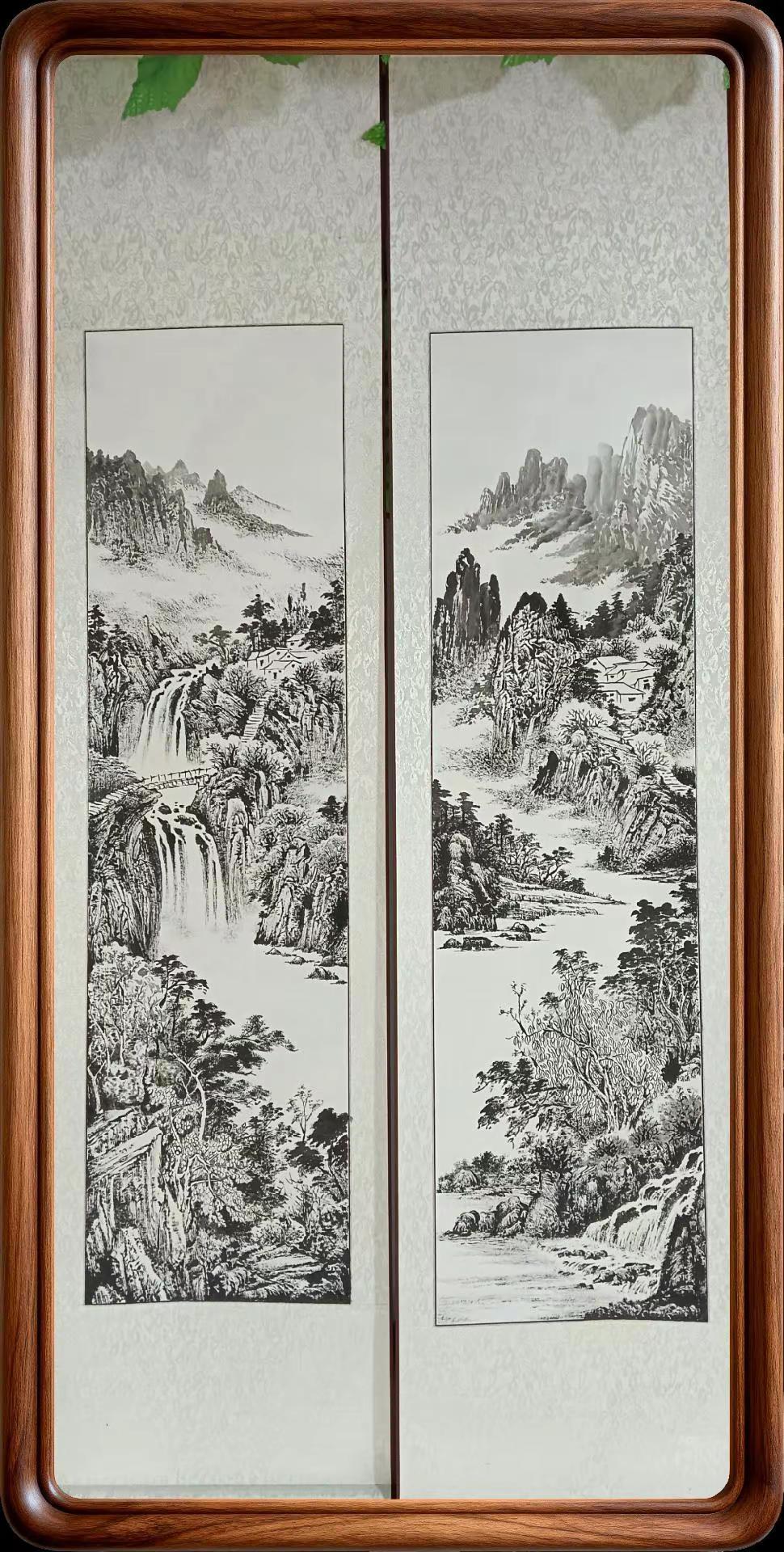 水墨《春夏秋冬》标题落款金石未完成