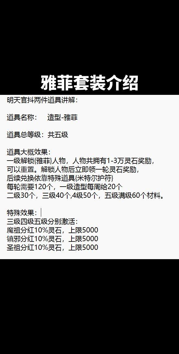 雅菲套装具体效果讲解