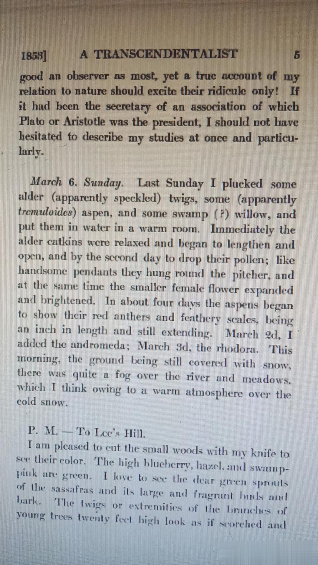 1853]	超验主义者
作为一个好的观察者，真实地叙述我与自然的关系会引起他们的