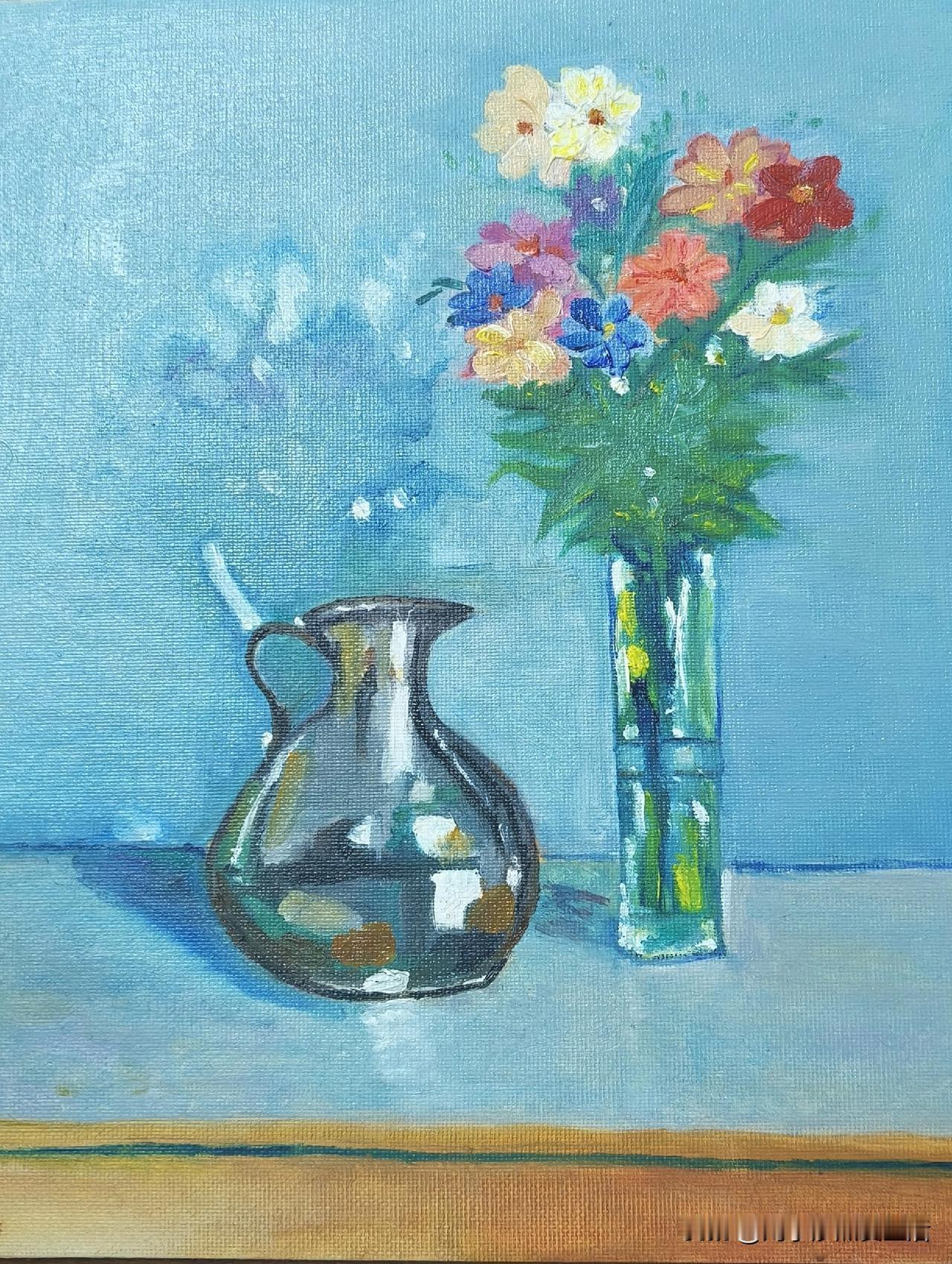 《银壶花影记》
人到七旬，才提起了画笔。
本以为是闲情逸致，没想到却是场与身体的