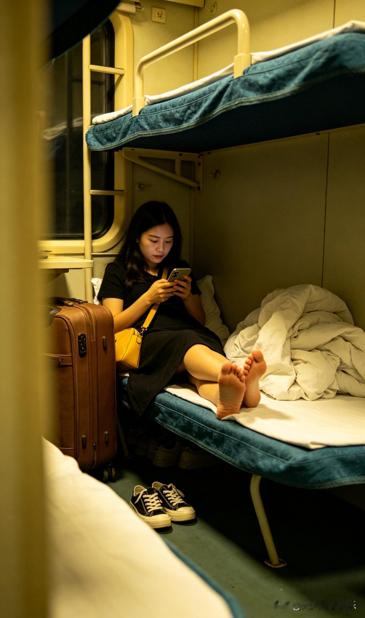 ai宝妈坐在火车去出差，放松一下ai宝妈 ai宝妈 宝妈ai ai高铁休闲照 A