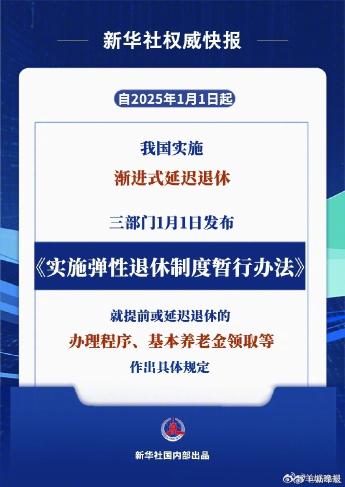 【2025年起实施！弹性退休办法来了】根据《全国人民代表大会常务委员会关于实施渐
