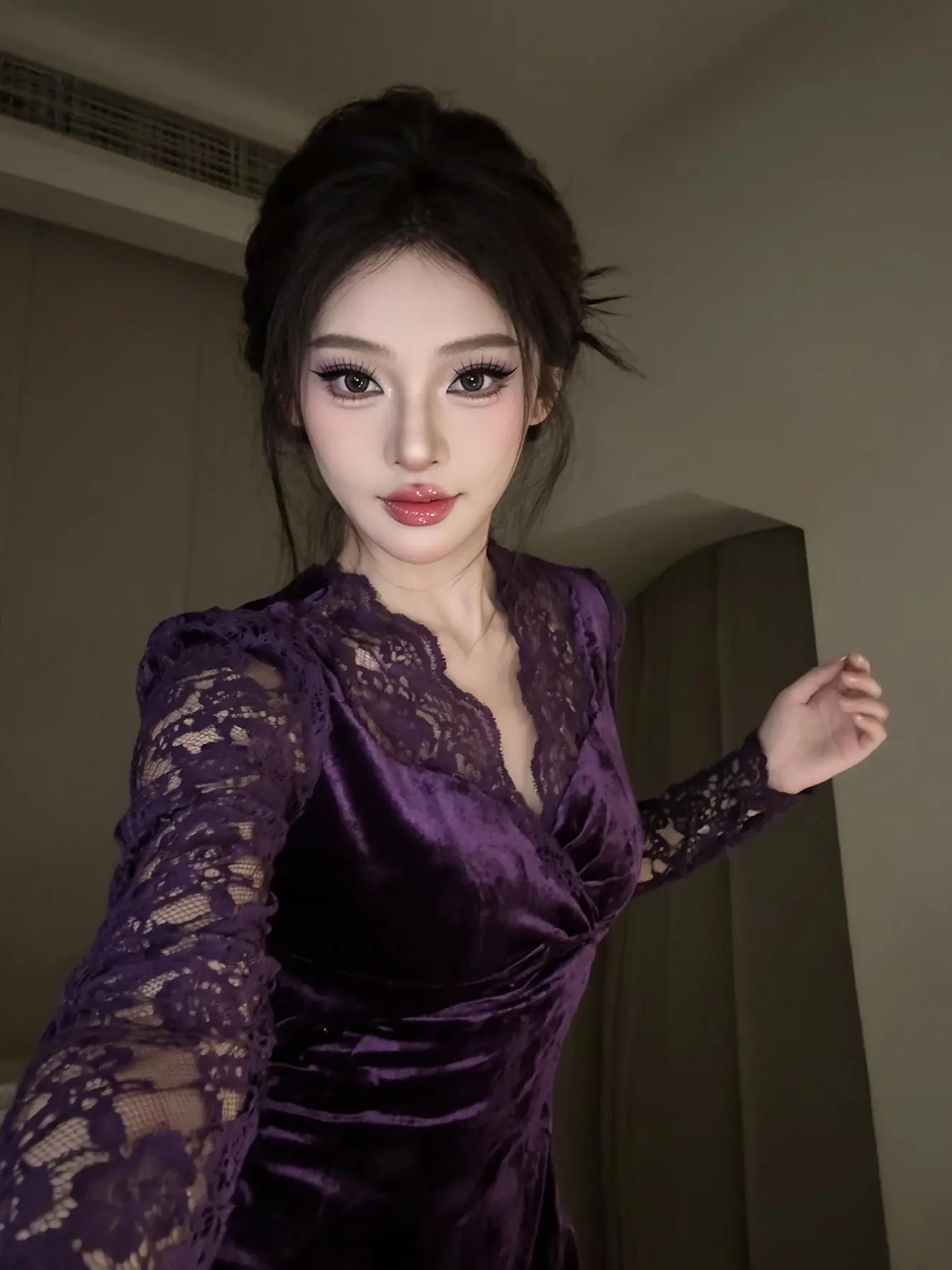 紫衫自拍 ai创作 摄影拍照 紫色韵味后妈裙 紫色韵味太上头了