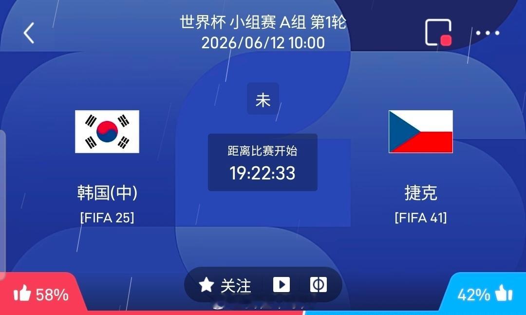 【足球】周四002世界杯方向：韩国vs捷克世界杯小组赛：韩国 VS 捷克比赛时间