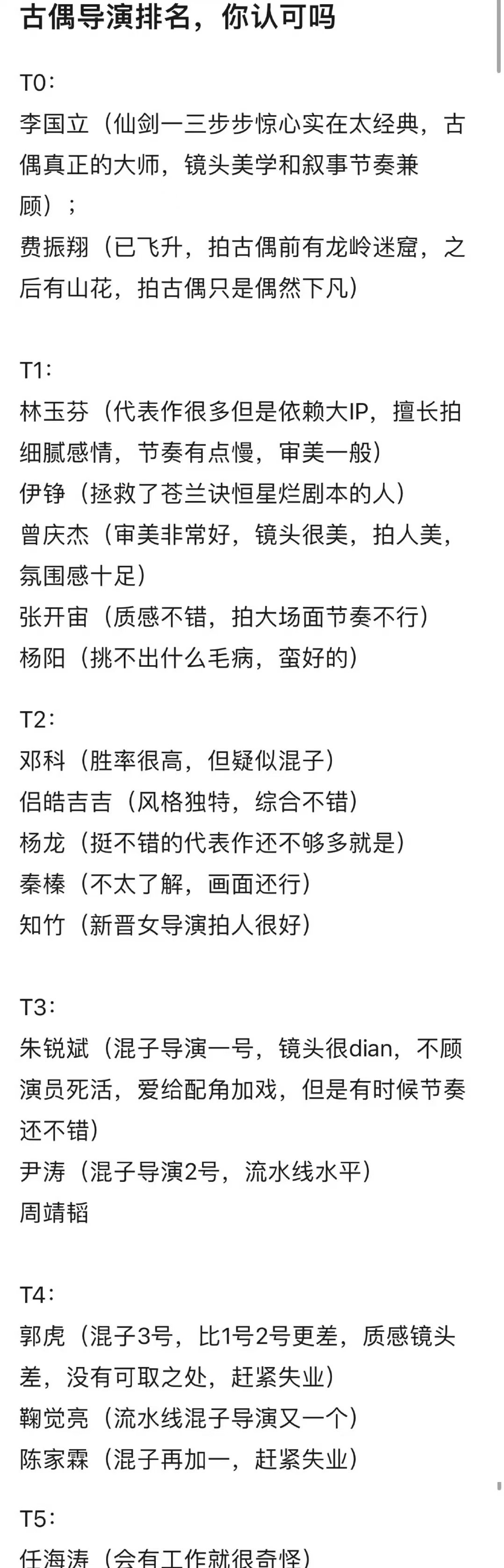 古偶导演排名内娱古偶导演排名 内娱古偶导演排名，你认同吗？ ​​​