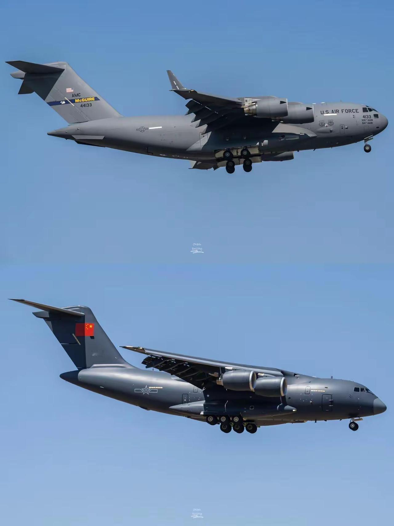 运-20和C-17对比如下。运—20B 美国C-17 
运-20是东大首款200