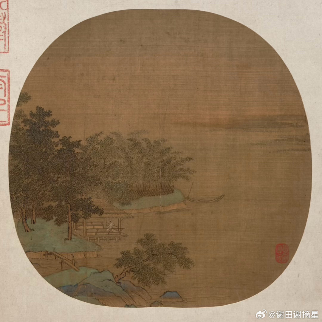 辽宁省博物馆特展“诗画中国：中国绘画的诗意之境”小品沙汀烟树图 传 北宋 惠崇月