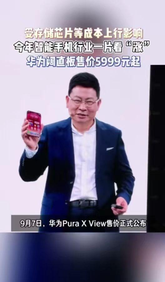 全新阔直板起售价5999元，采用PuraXView屏幕，突破传统平板形态。高效交