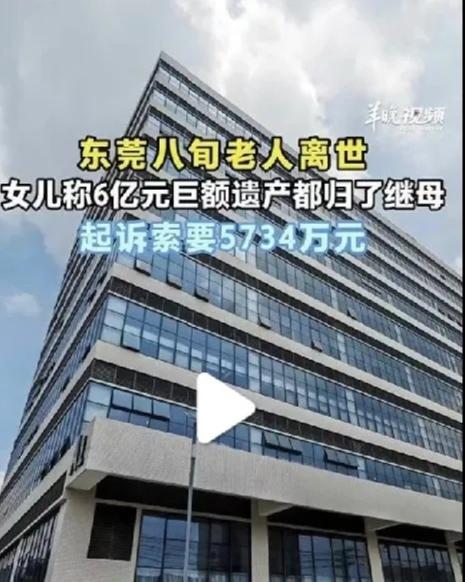 又是一例为金钱反目的案件，广东东莞，81岁老人离世，留下约6亿元遗产，在遗嘱中，