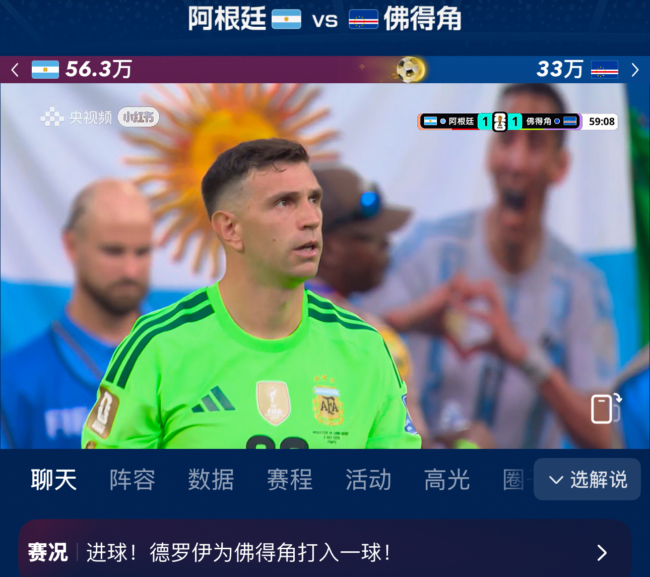 佛得角进球马丁内斯满脸不可置信……阿根廷vs佛得角0败的佛得角vs全胜的阿根廷非