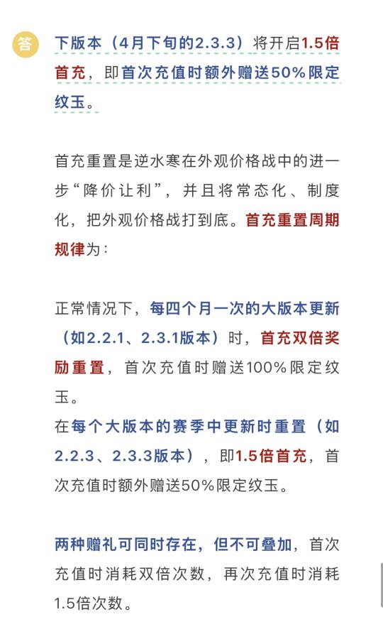 4月下旬 1.5倍首充✅首充重置周期规则