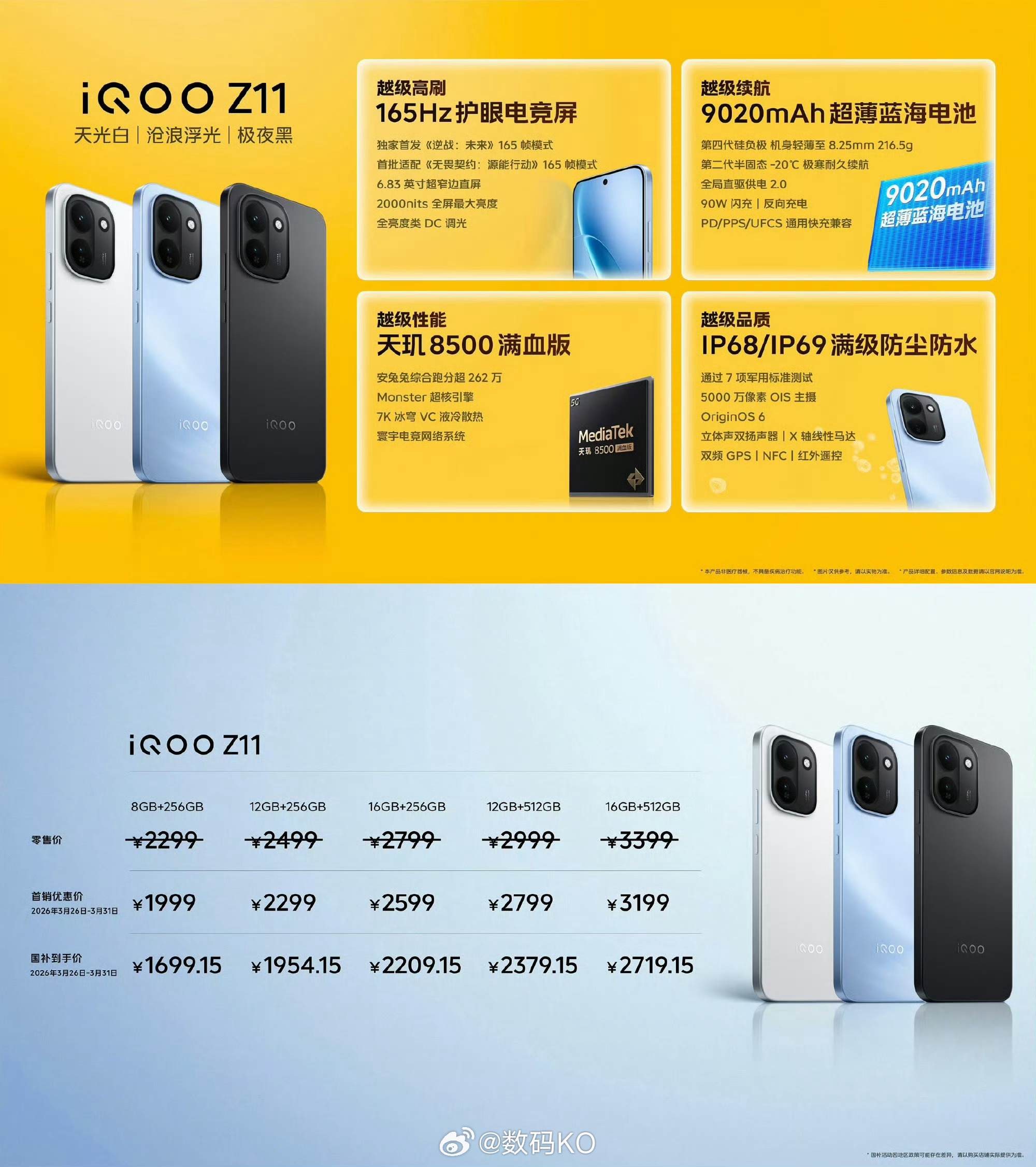 iQOO Z11iQOO Z11各版本国补到手价为：8+256GB 1699.1