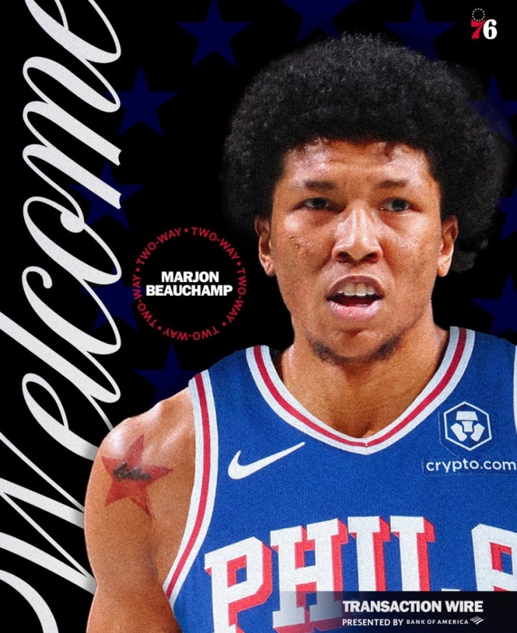 2022年首轮24号秀！76人官宣：球队正式和比彻姆签下双向合同