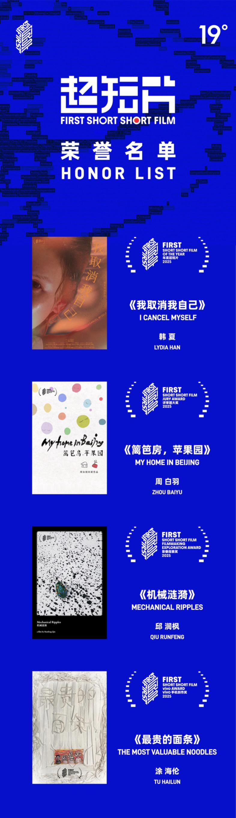 第十九届 FIRST超短片颁奖礼 超短片单元的获奖名单公布↓演员及编剧土豆担任颁