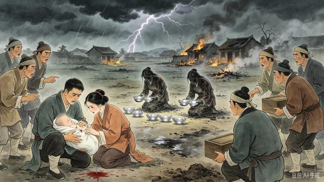 清朝乾隆五十七年六月，安东县天上雷电大作，一声震耳的霹雳，全村弥漫着硫磺气味。空