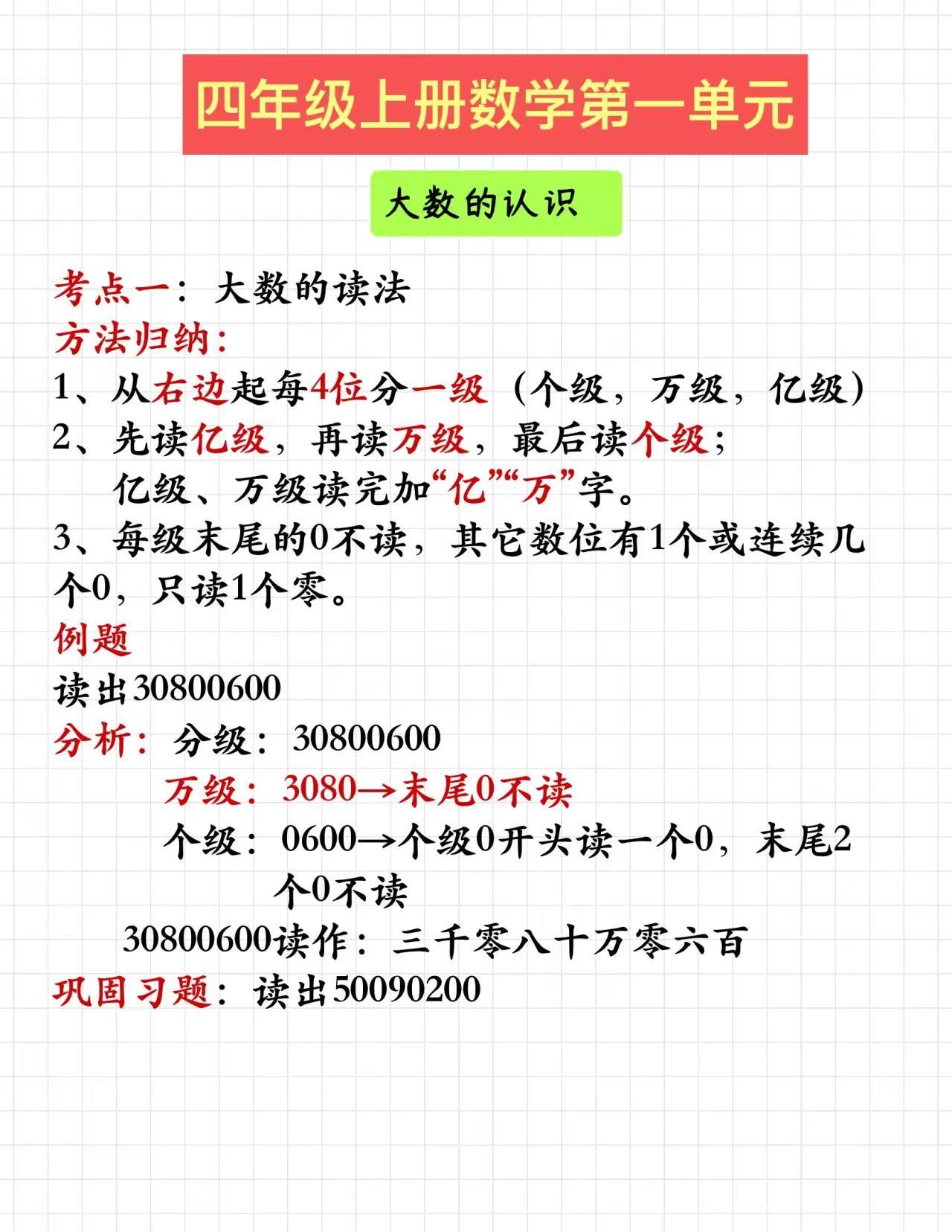 四年级数学上册第1课大数的读写方法分享。四年级数学