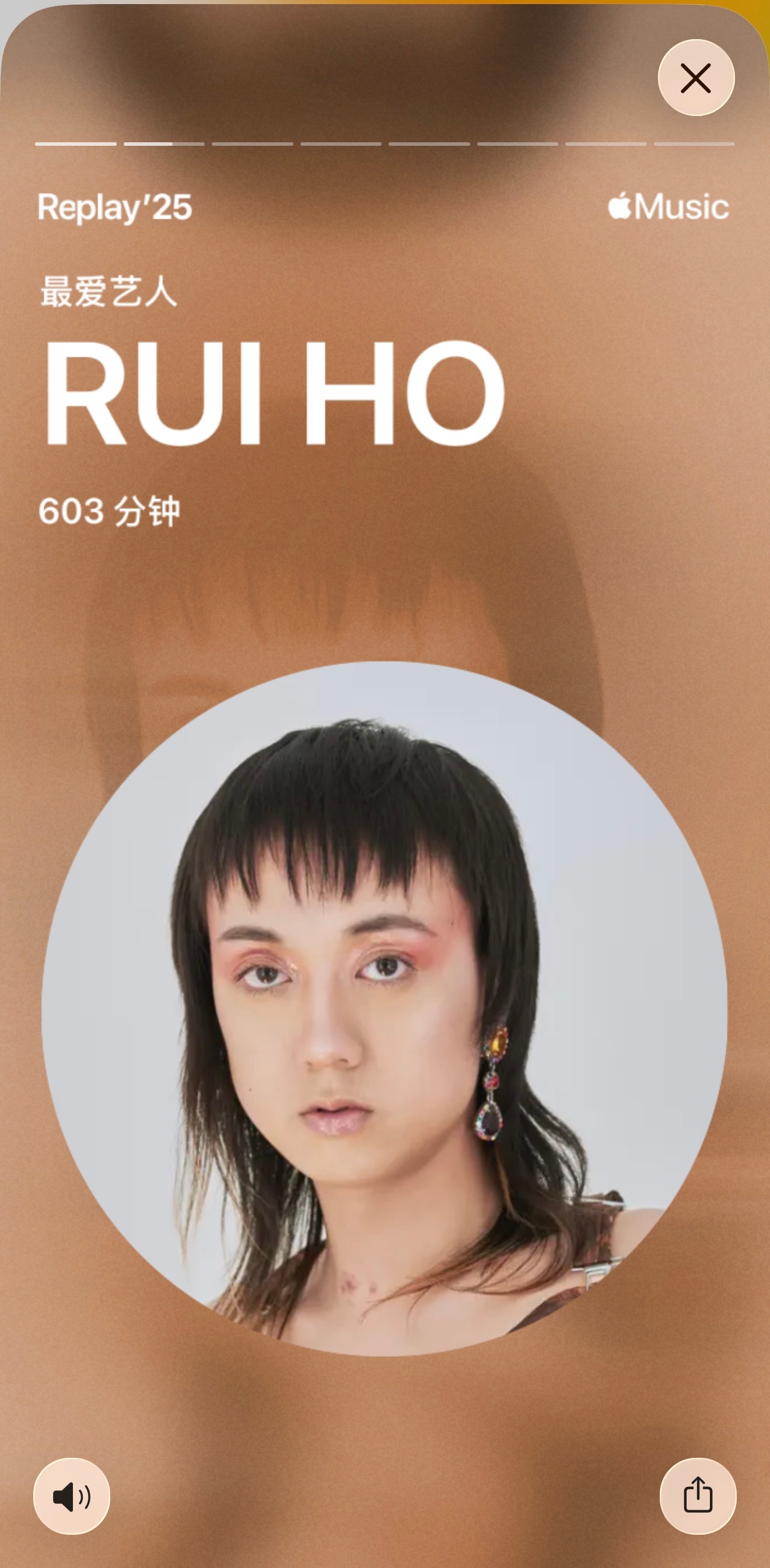 我apple music个人听歌年度总结第一是RUI HO第二刘柏辛 第三JEN