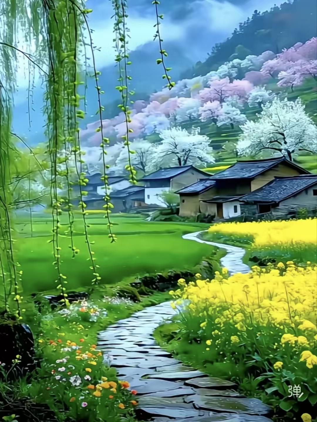 春日小吟 
野岸生芸卉，
风添几缕香。
鹃声潜入梦，
琴韵久回肠。
柳发枝犹短，