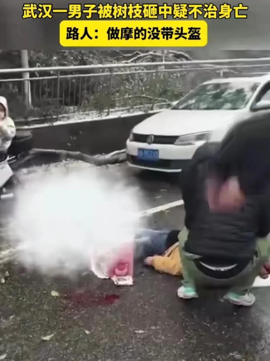 意外？还是疏忽？男子乘摩的未戴头盔，被路边树枝砸中身亡！目击者：要是戴头盔不至于