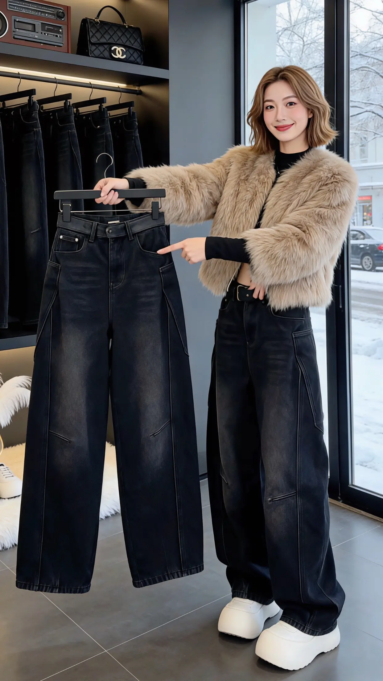 百搭裤子加绒牛仔裤 小个子梨形身材穿搭秋冬穿搭测评秋冬穿搭显贵公式