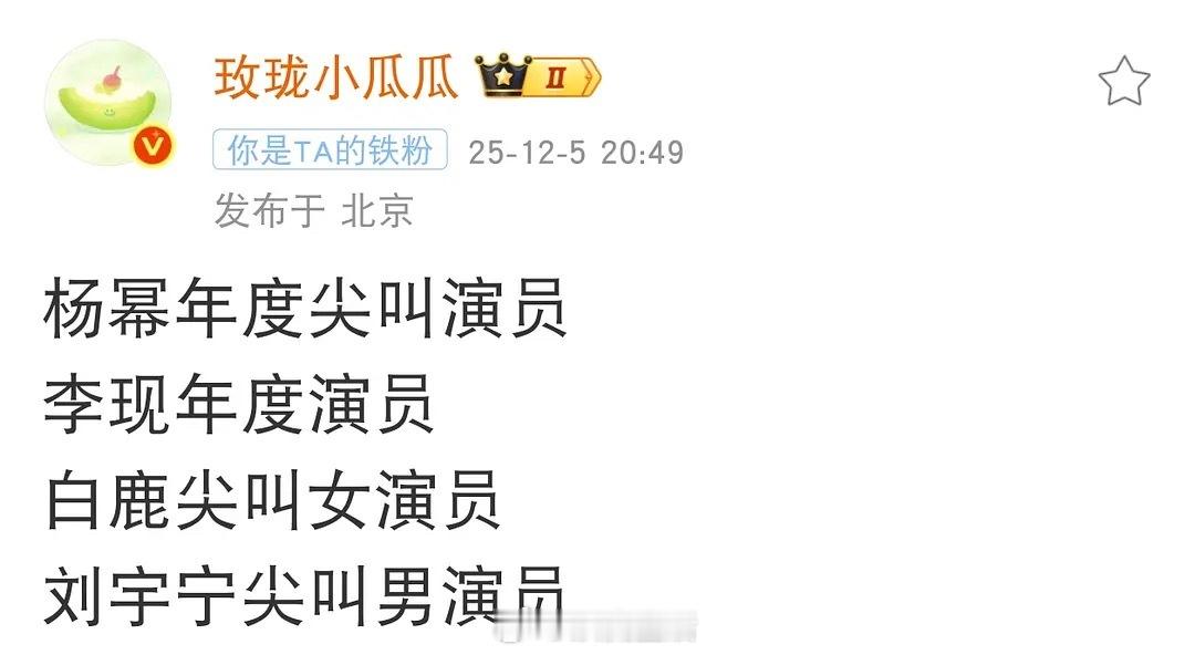 尖叫之夜奖项🍉来啦，可信吗？ 