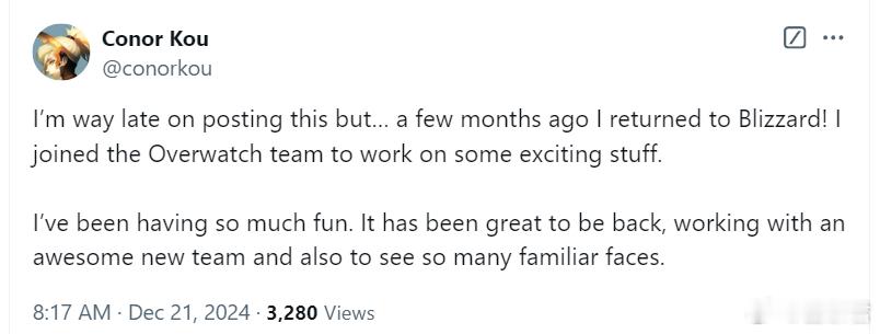 守望先锋2  守望先锋（手游）有救了！炉石战棋之父Conor Kou日前宣布回归