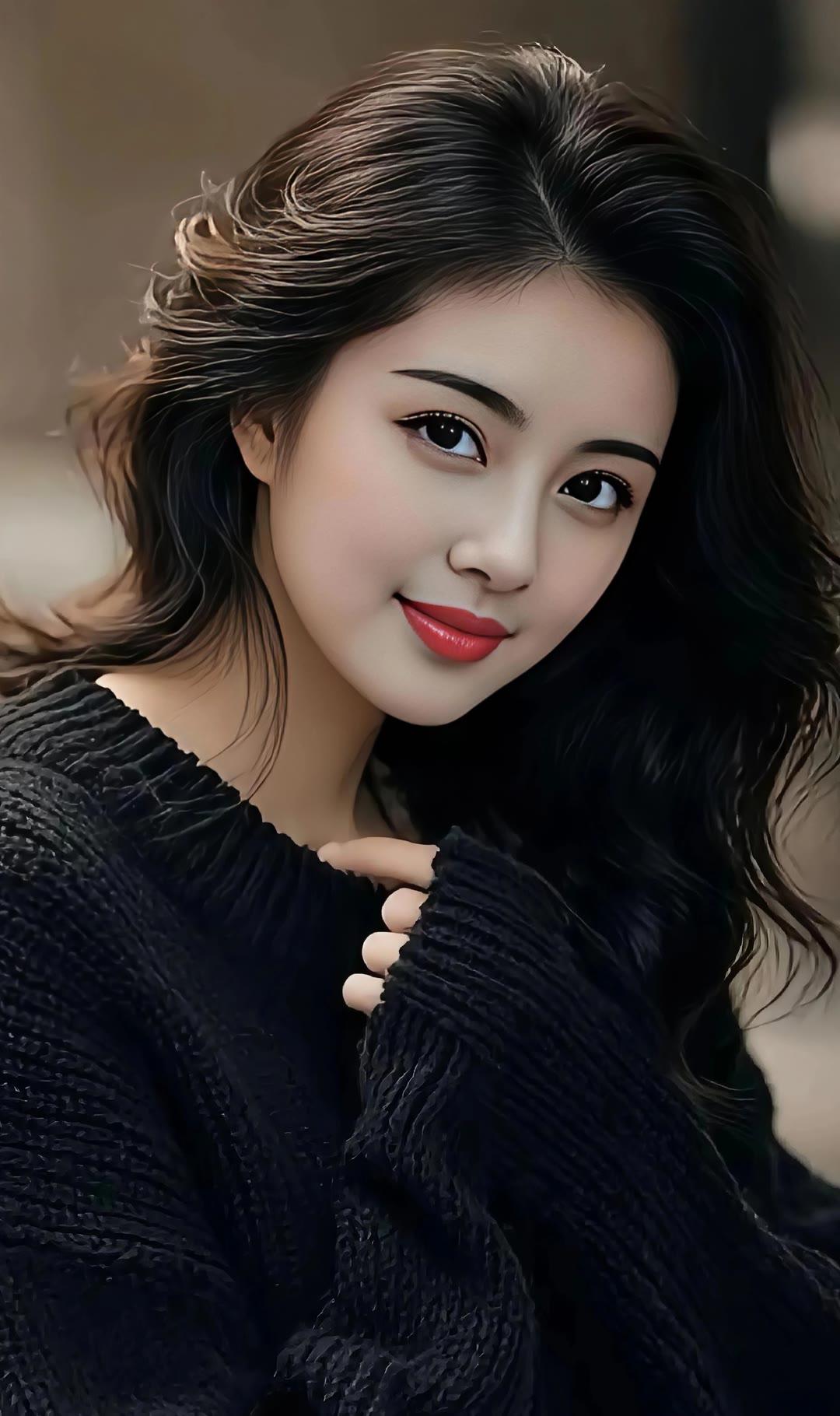 温柔黑发少女，甜美笑容，暖心治愈🌟