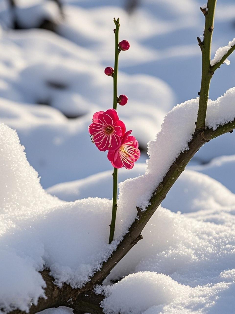 AI妙生图寒梅抱雪醉晴川。