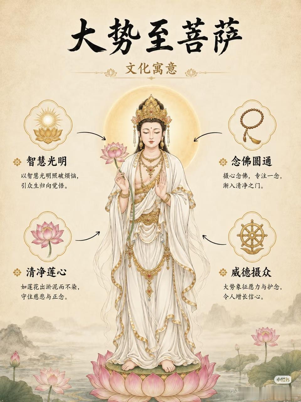💞💞  敬见大势至菩萨圣象  🌕🪻🌷大势至菩萨顶礼赞颂之七律昔为王嗣秉