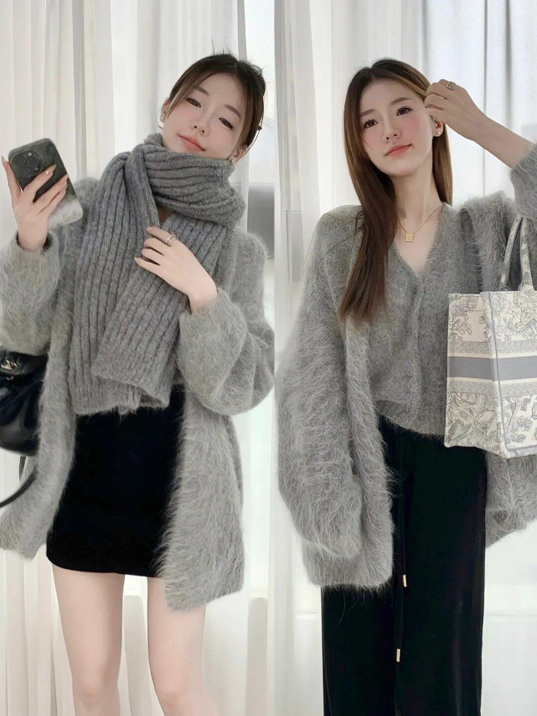 哦莫～冬日里的高级灰🥰气质慵懒感get√