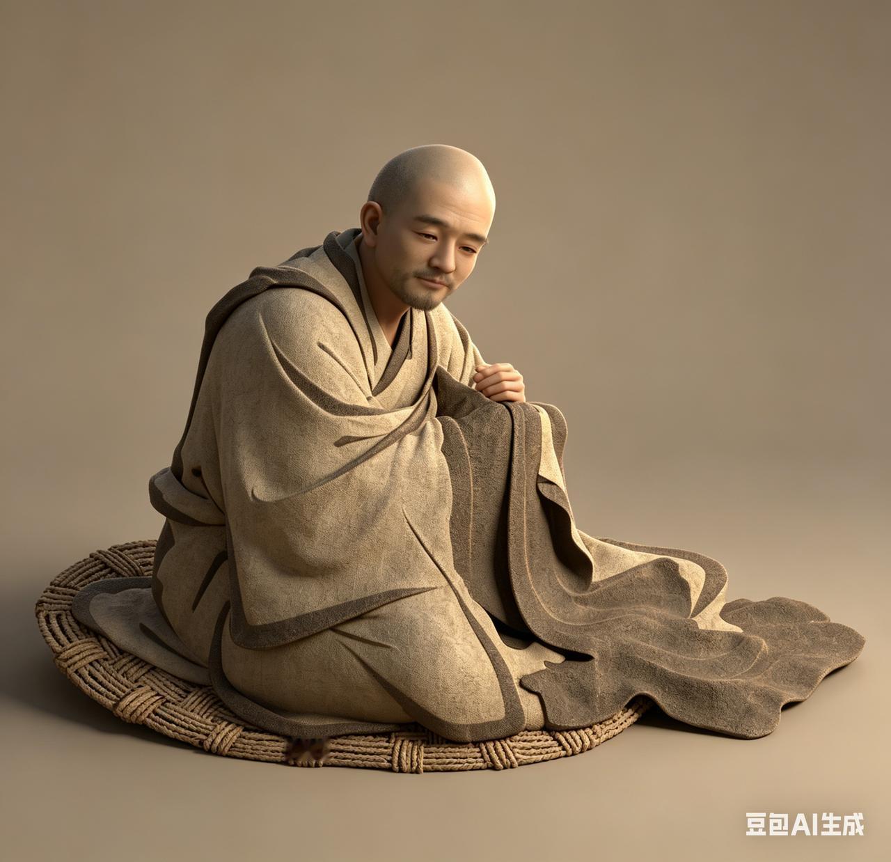 宋 胡直天《朝阳图》：
——蒲团一坐，万事看淡，宋朝的 “松弛感天花板”。
——