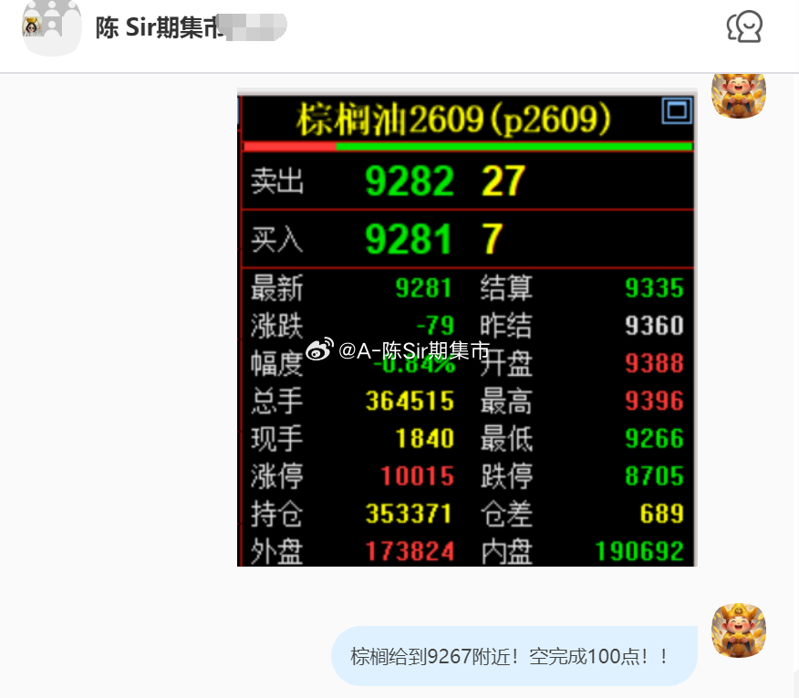 2026/7/31第五单【2609棕榈油】棕榈完成100点！我们在9360附近空