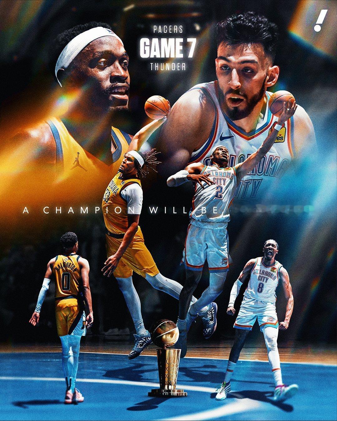 来吧，抢七！NBA历史第20次抢七，此前主队15-4。雷霆队史抢七7胜5负，主场