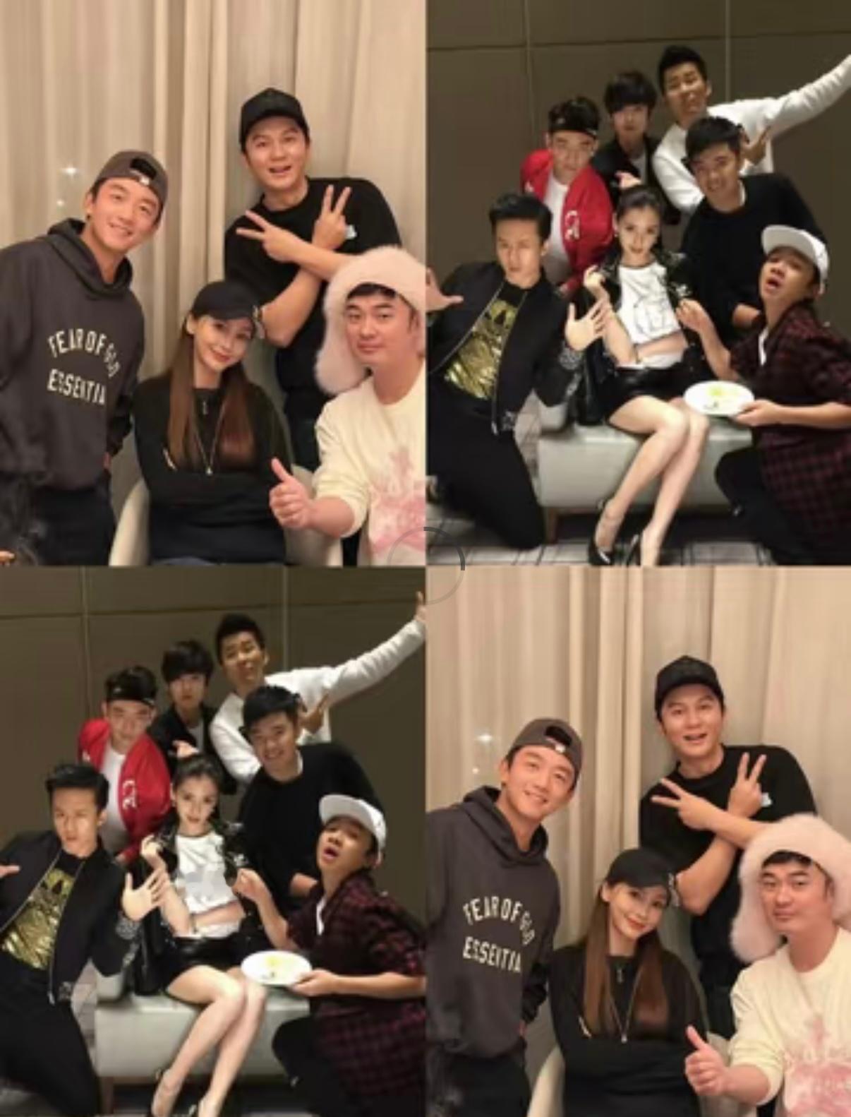 泪一滴💧我们初代跑男团还还原了站位！李晨晒和angelababy陈赫郑恺合照