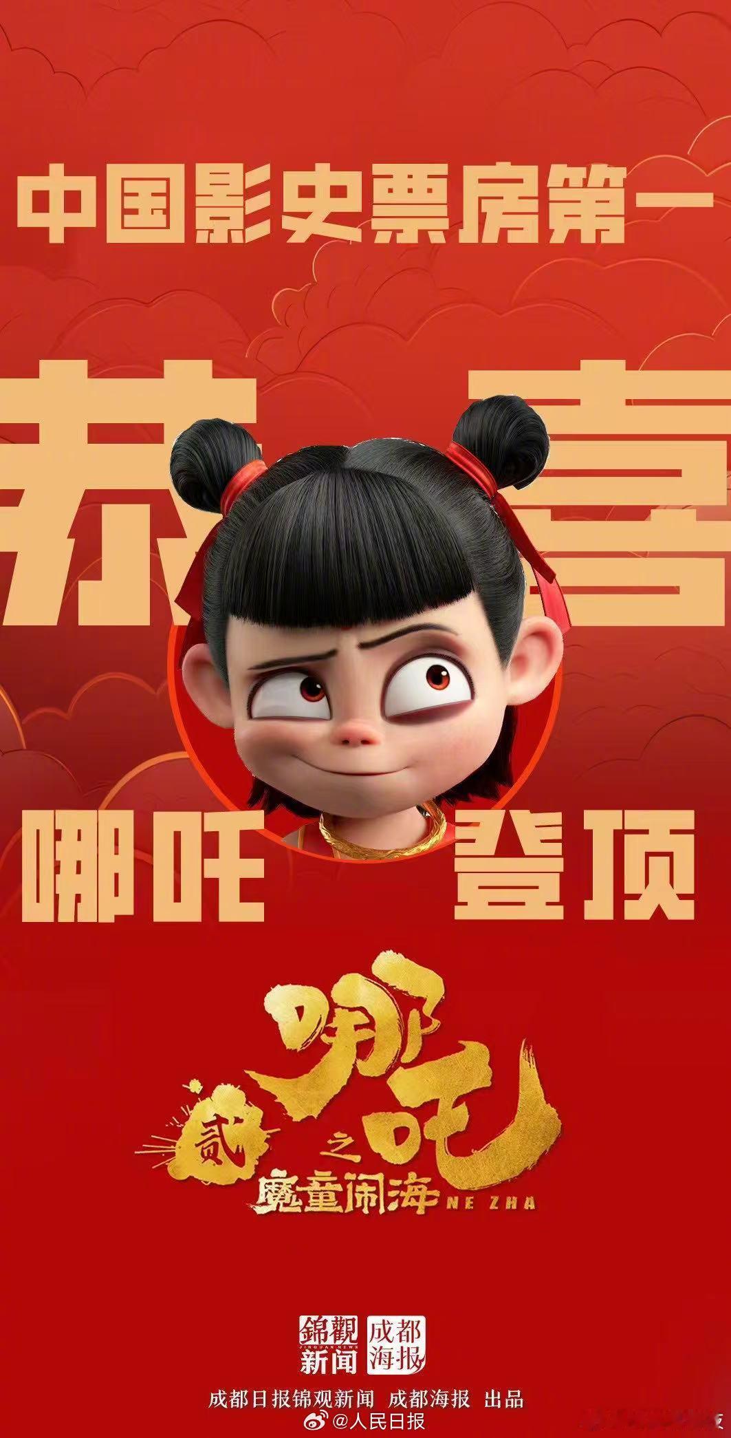 哪吒影史第一  照这个速度发展，之前AI给推测的100亿计划，是不是大有希望啊？