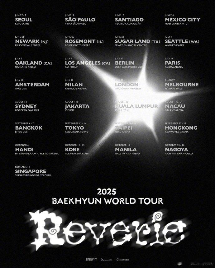 边伯贤世巡 边伯贤澳门演唱会 边伯贤2025世界巡演《Reverie》官宣，将于