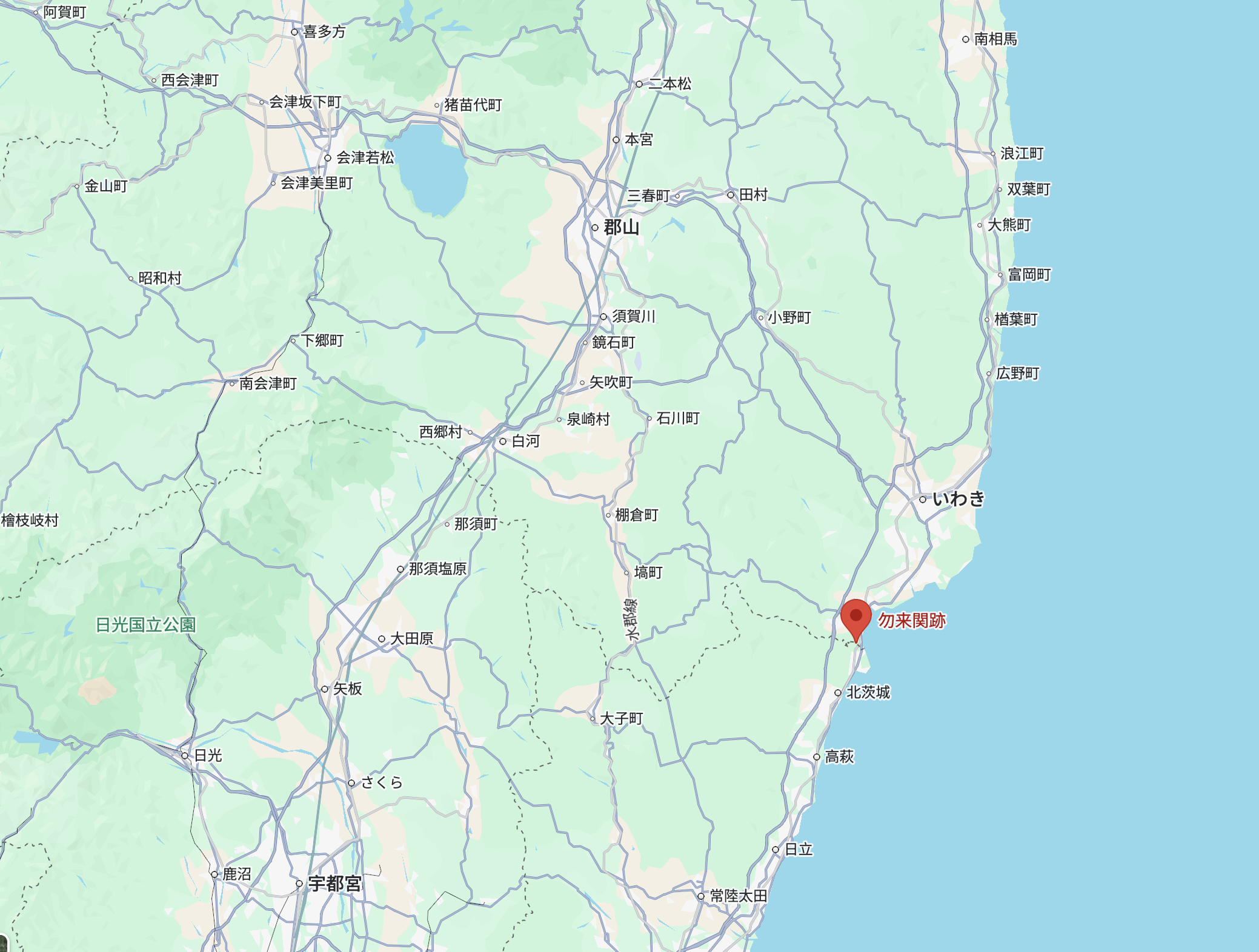 勿来の関（なこそのせき）位于今福岛县南部（福岛县和茨城县交界处），奥州三关之一，